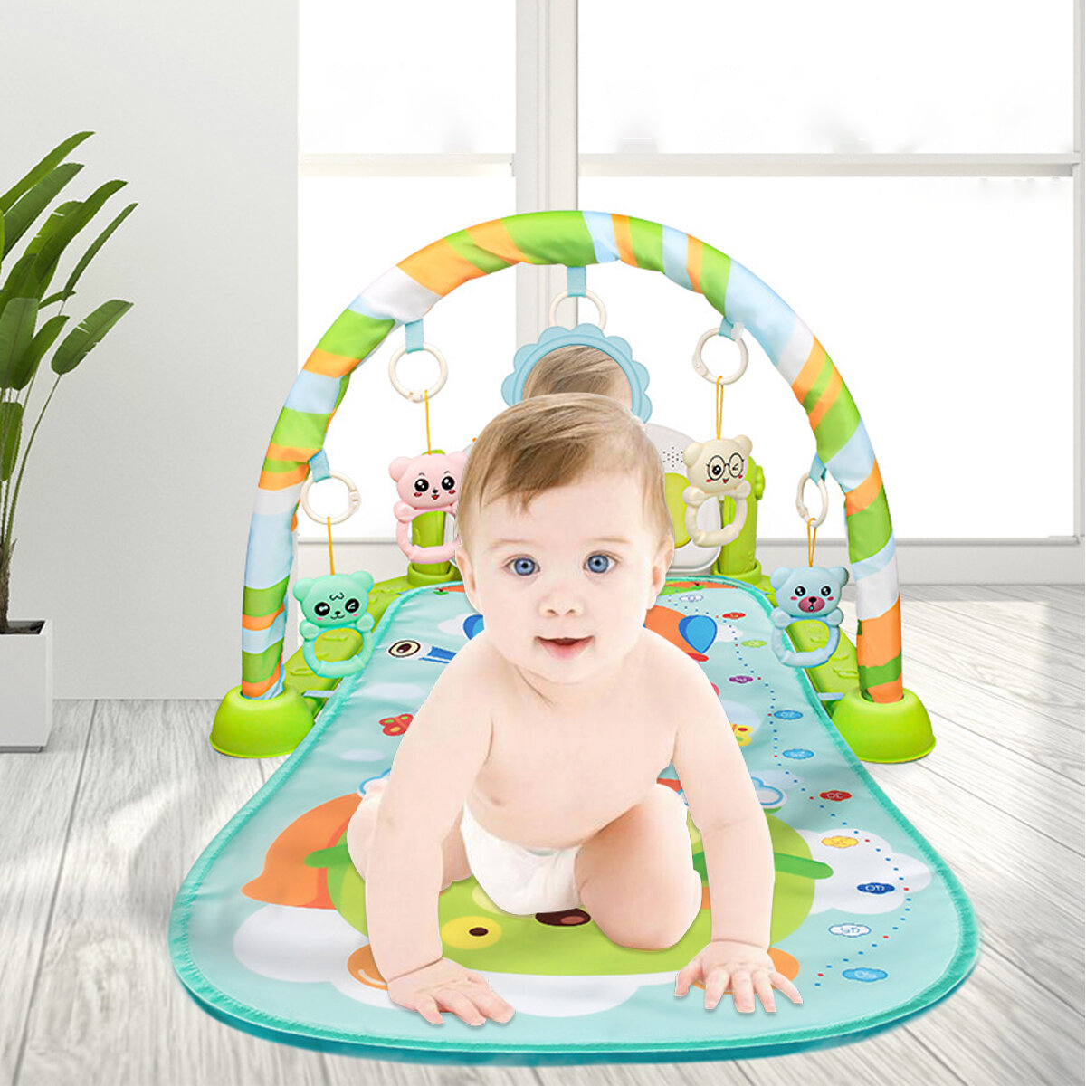Baby Activity Play Mat Baby Gym Educational Fitness Frame Multi-bracket Baby Toys Music Piano Game C