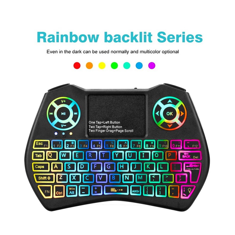 I9 Plus Mini 2.4GHz Keyboard Colorful Backlight Fly Air Mouse