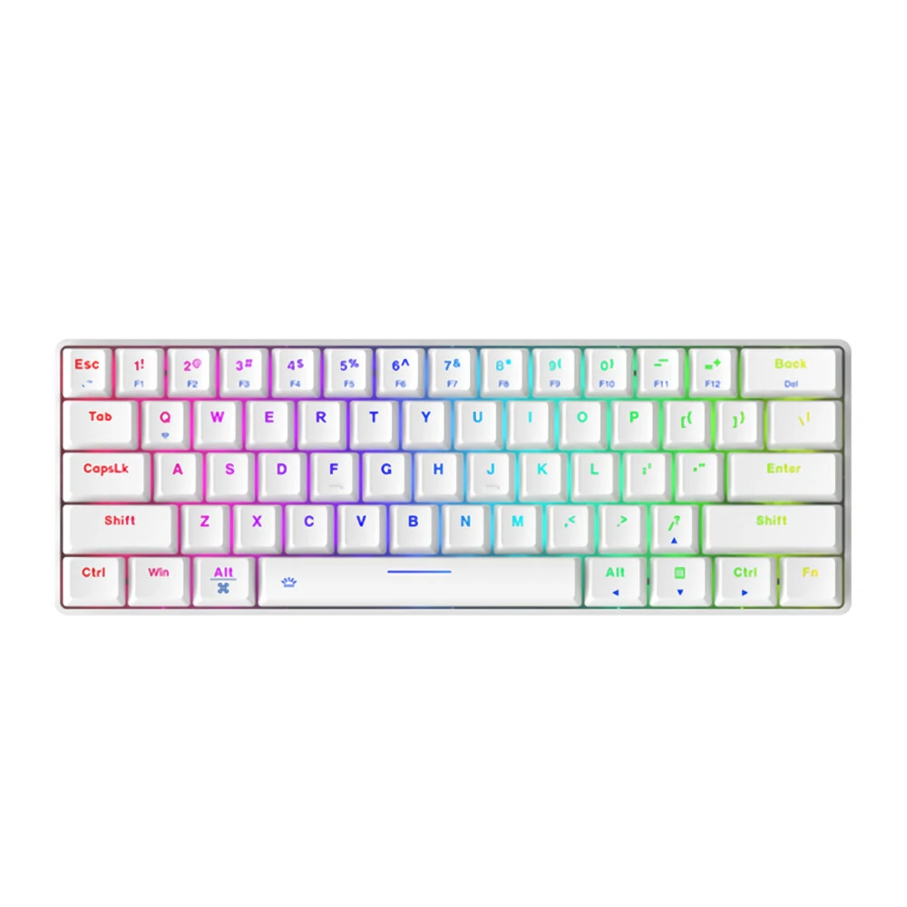 DAREU EK861 Mechanical Keyboard Triple Mode Hot Swappable Wired 2.4GHz bluetooth 5.1 RGB 61 Keys ABS Keycaps Dareu Switch Rechargeable Gaming Keyboard - White Blue Switch