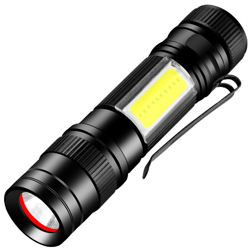

Portable Mini LED COB Zoom in Flashlight Mini Torch Light Waterproof Camping Light Dual Light Source COB Work Lamp