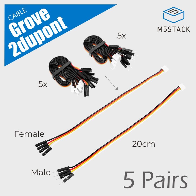 5Pairs M5Stack Kabel Grove2 Dupont HY2.0-4P naar 2.54 mannelijke/vrouwelijke Dupont Line-conversieka