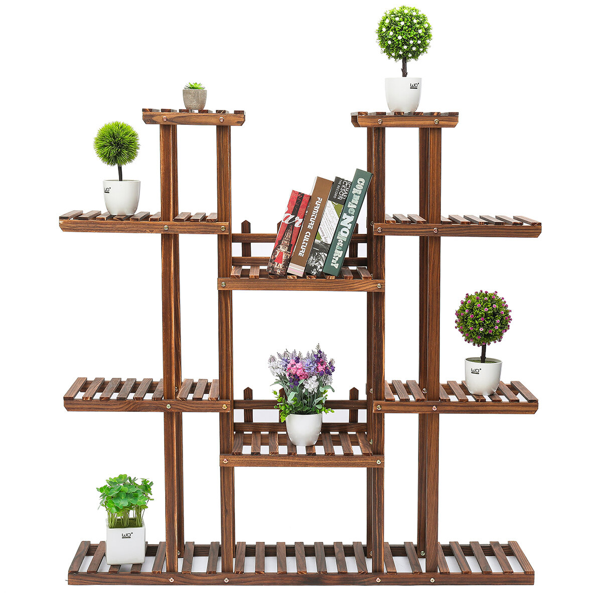 

Tooca 9 Tiers Wooden Plant Stand Flower Pots Organizer Shelf Display Rack Holder for Indoor Outdoor Patio Garden Corner