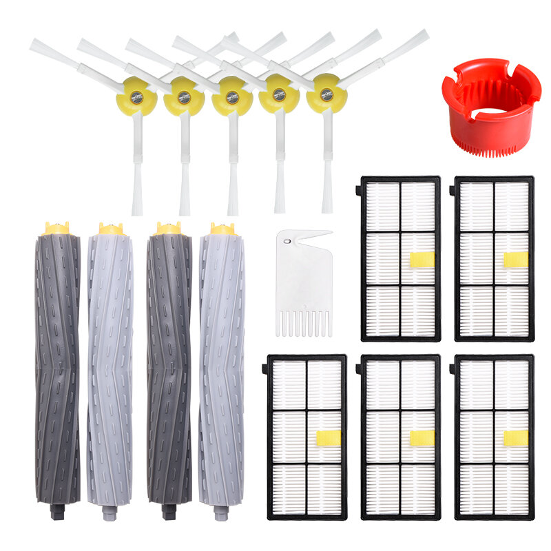 

16pcs Replacements for iRobot 8 9 Series Vacuum Cleaner Parts Accessories Main Brushes*4 Side Brushes*5 HEPA Filters*5 C
