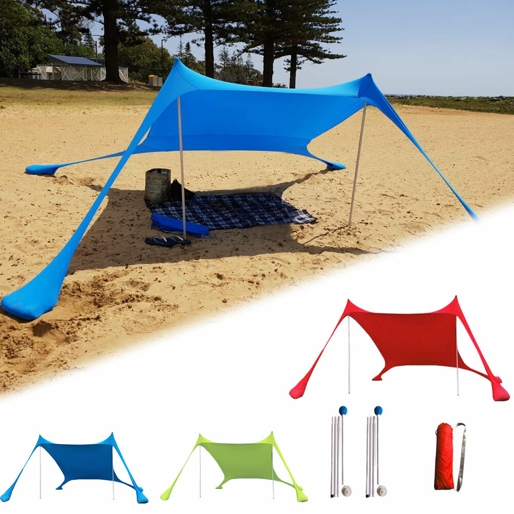 Familien-Strandzelt mit den Maßen 210x210x160CM, leicht und UV-beständig mit Sandsack-Ankern für Parks und Outdoor-Camping.