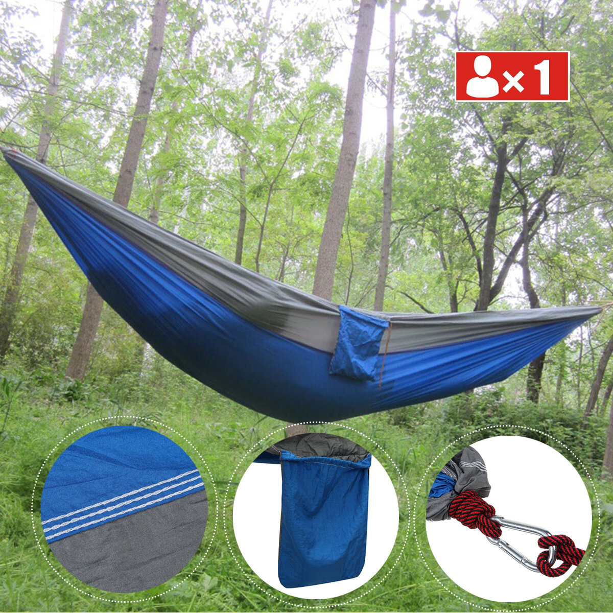 Single People Hanging Swing Bed Camping Hangmat Outdoor Garden Travel with Storage Bag Carabiner Max