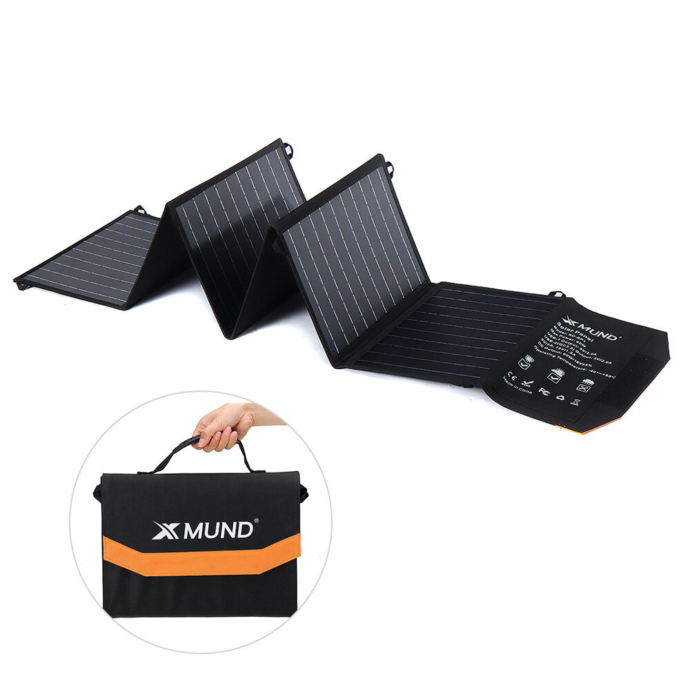 XMUND XD-SP1 60W Opvouwbare zonnepaneellader 2 USB + 2 DC handtas Solar Power Bank voor buiten kamperen wandelen