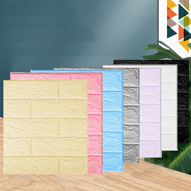 10/20PCS Multi-color Wallpaper Self Adhesive Wall Sticky Foam Brick 3D Texture Wallpaper