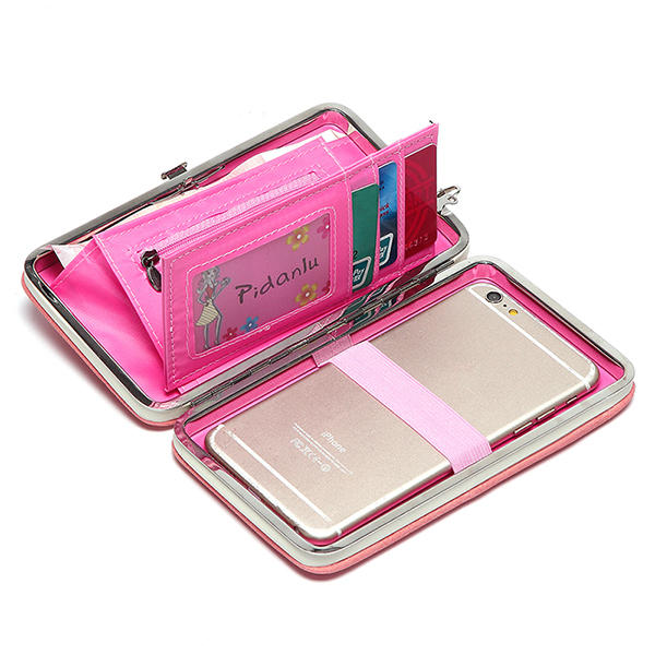 Women Candy Color Bowkot 5.5 Inch Phone Wallets Case Hasp Long Purse Clutches