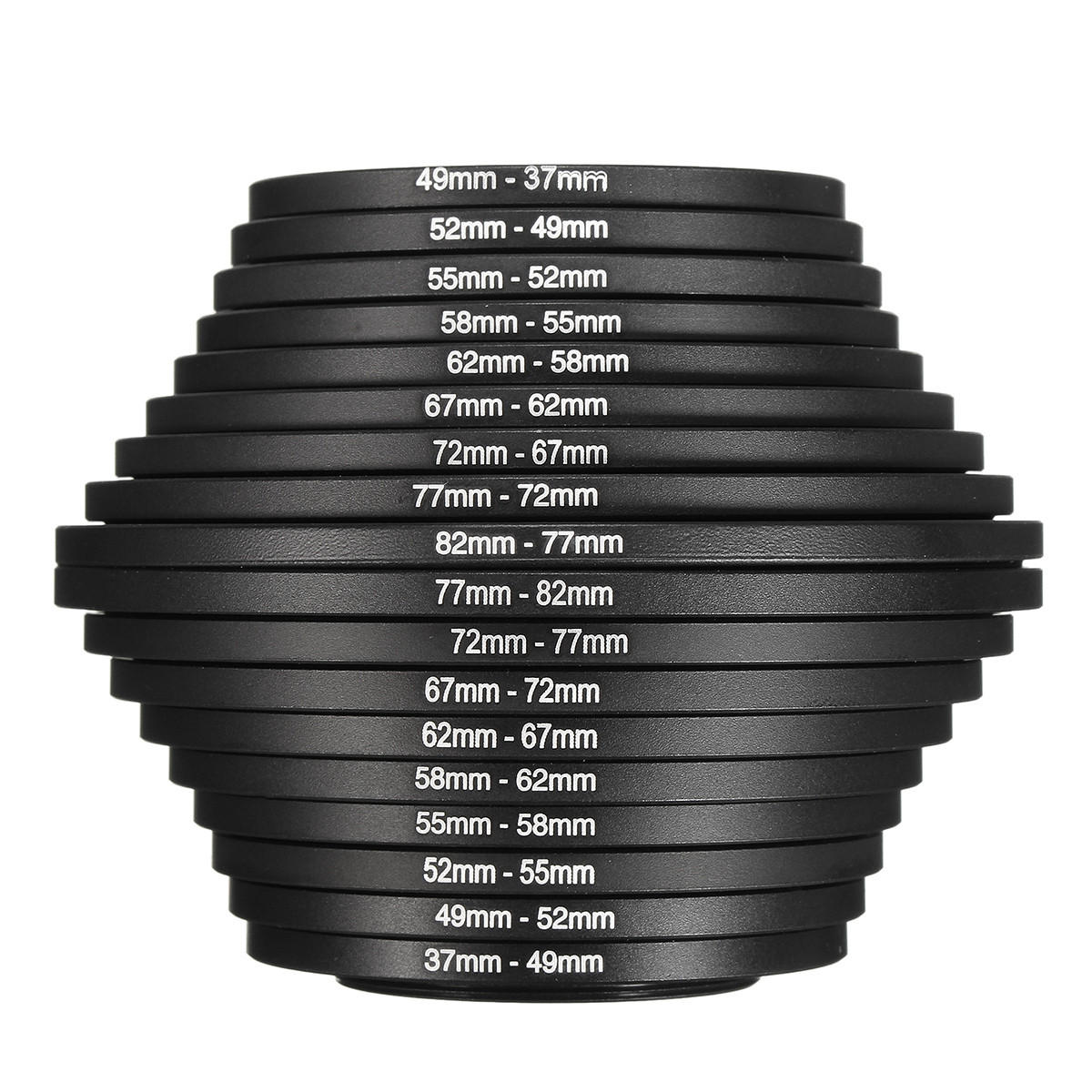 18pcs Step Up Down Lens Filter Ring Adapter Set 37 - 82mm Voor Canon Nikon