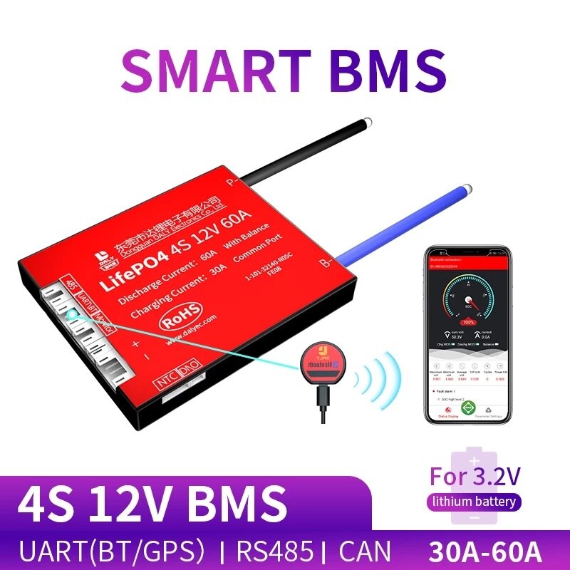 

DALY BMS 4S 12 В 30A 40A 50A 60A Smart Батарея Плата защиты 3,2 В 18650 BMS LiFePO4 BMS с Bluetooth UART RS485 CAN Функц
