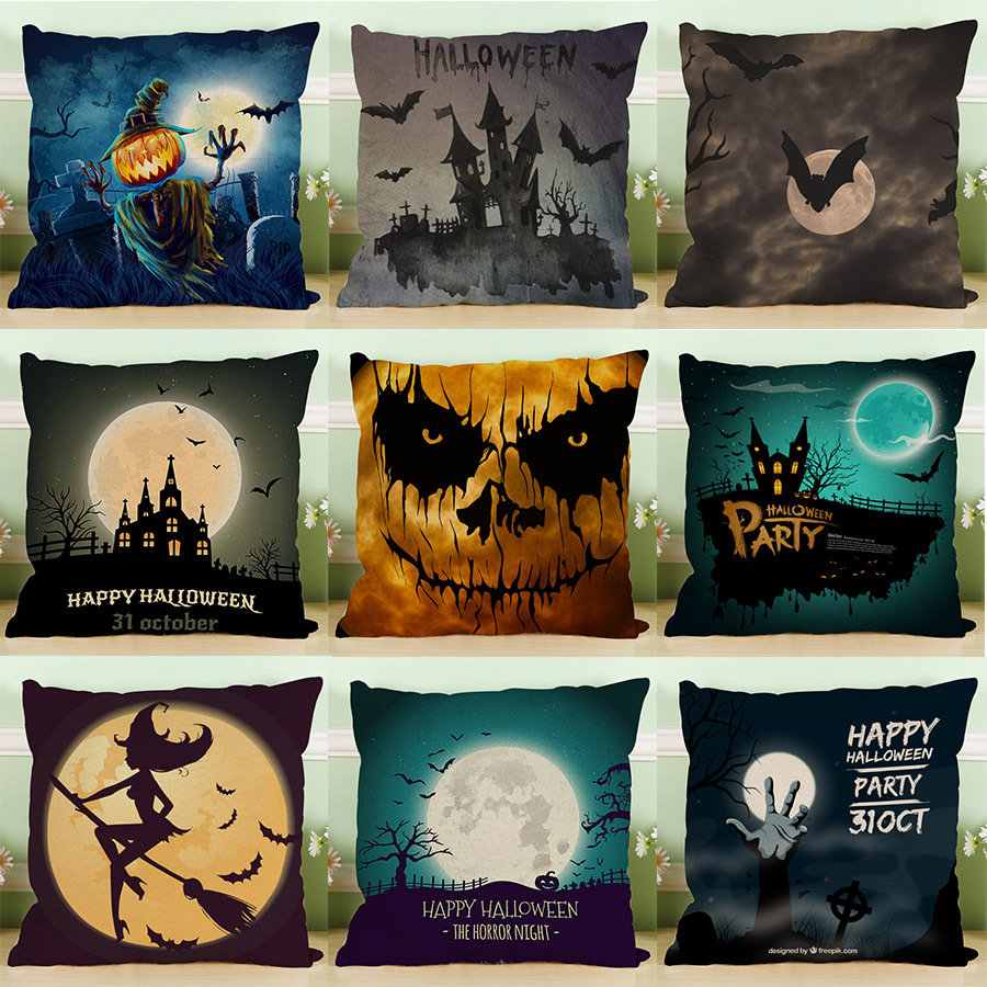 Crazy Halloween Theme Pumpkin Fashion Cotton Linen Pillow Case Sofa Cushion Decor Gift