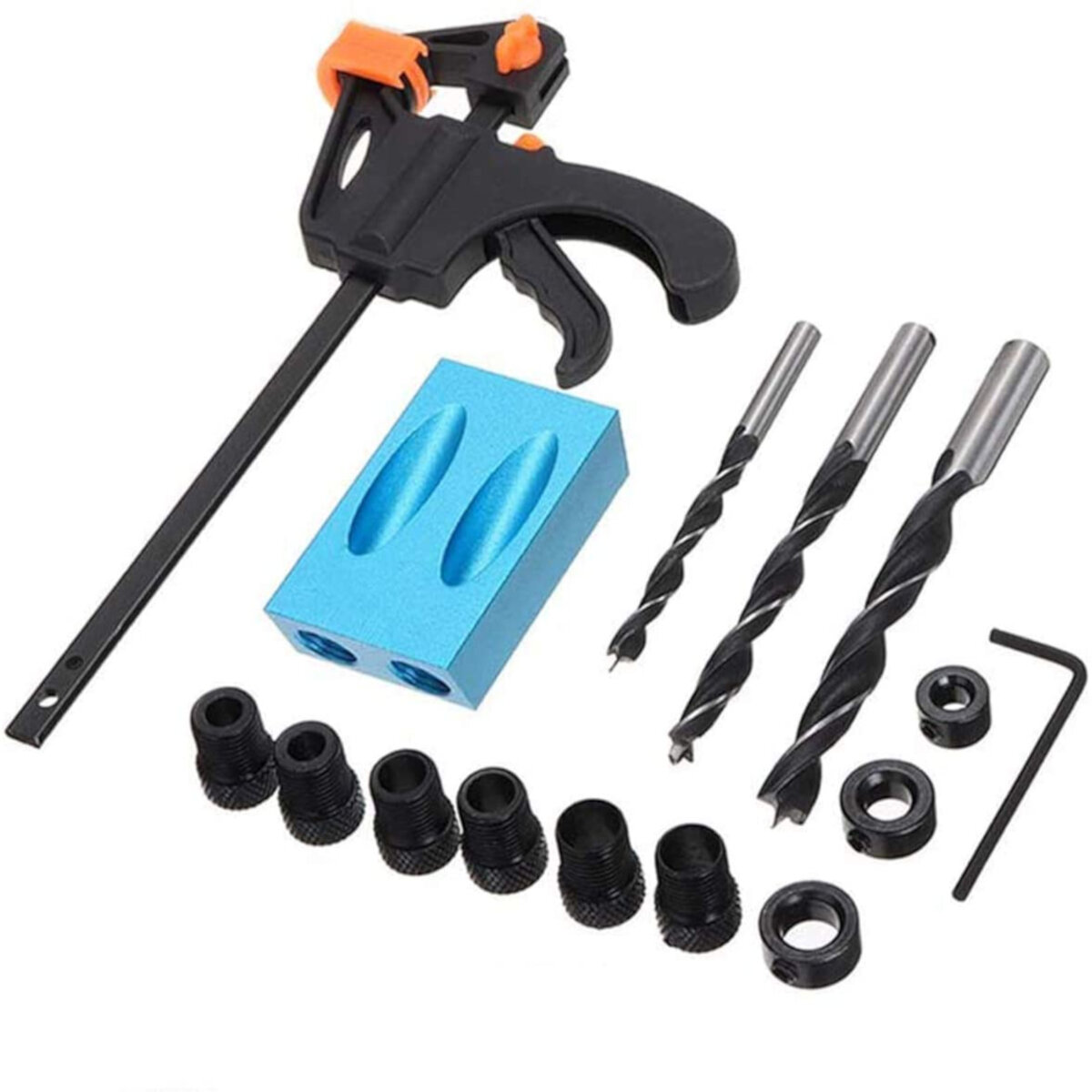 

15Pcs 15 Degree Pocket Hole Jig Kit Drilling Locator Woodworking Guide Screw Drill Angle Positioning Wood Plugs Oblique