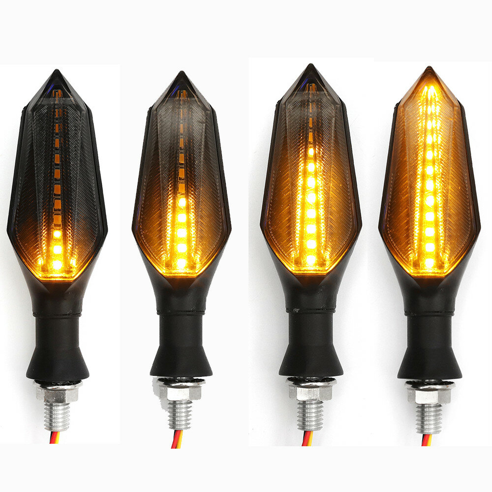 Paar 12V Waterdichte LED Motorfiets richtingaanwijzers met Amber Stromende Lichtblauwe Achterlichten