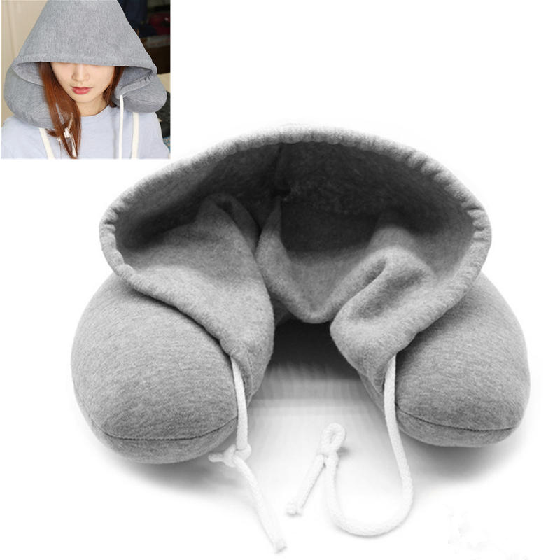 Hooded U-shaped Pillow Home Outdoor Travel Car Cushion Airplane Comfortable Neck Protectors 