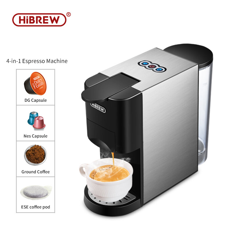 

HiBREW 3&4 in 1 multiple capsule expresso machine for Dolce gusto ESEpod powder coffee maker stainless steel body