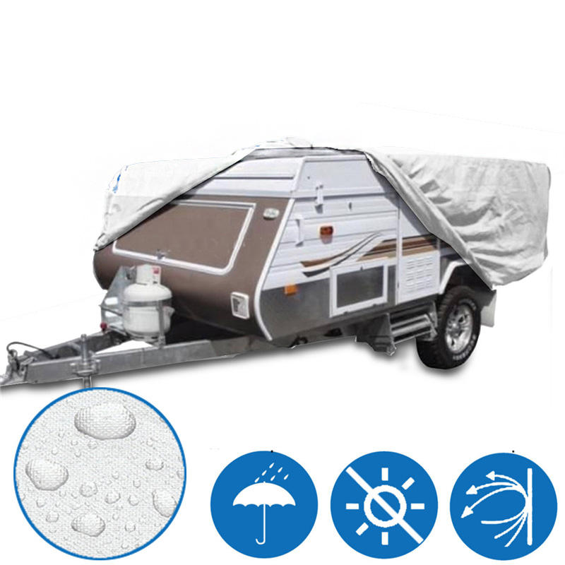 4,2x 2,2x 1,35m szabadtéri kempingelő pótkocsi vízálló fedél napsütéses por UV-ellenes kempingvédő