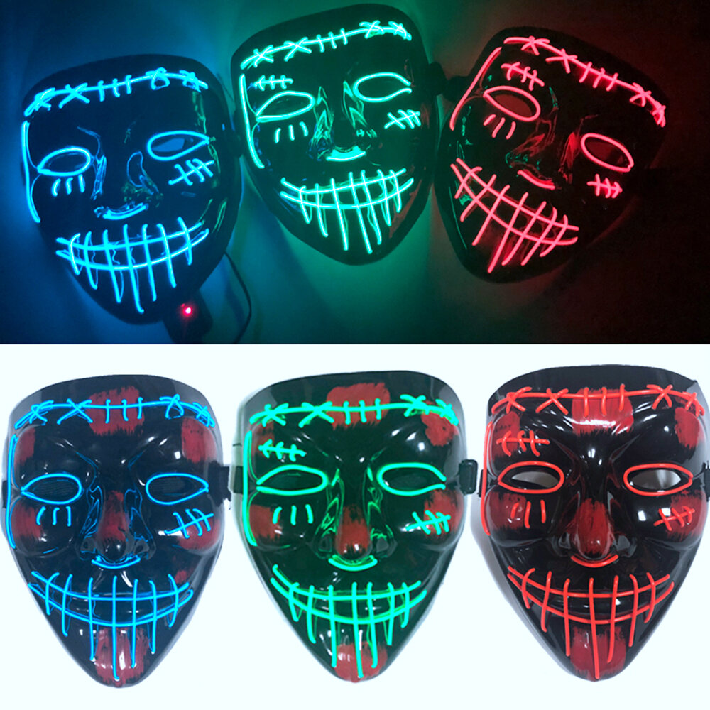 

New Halloween Party Masks Glow LED Masks Light Up for Festival Cosplay Costume Funny Election DJ Party Decor Horror Rave