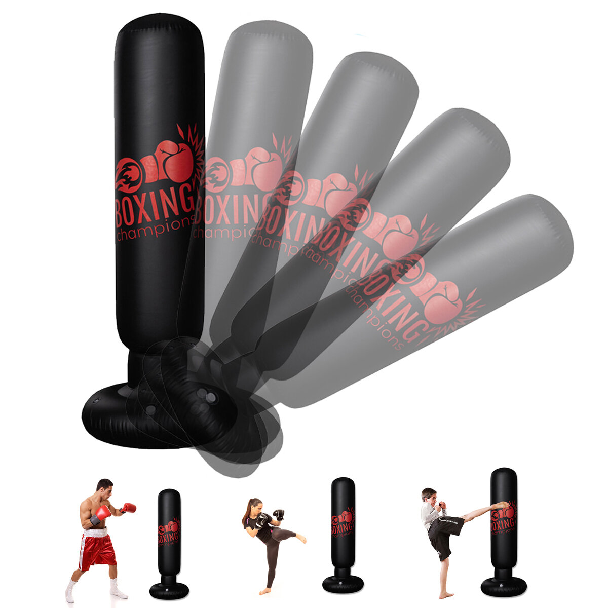 

1.6M Standing Sandbag Boxing Training Bag Inflatable Boxing Bag Fitness PVC Thickening Boxing Pillar Tumbler Column Punc