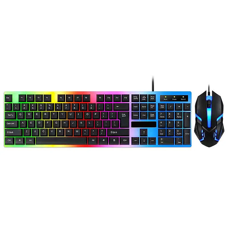 KB-01 USB Wired Keyboard and Mouse Kit for Home Office Gaming – KM-002 Lighting Set