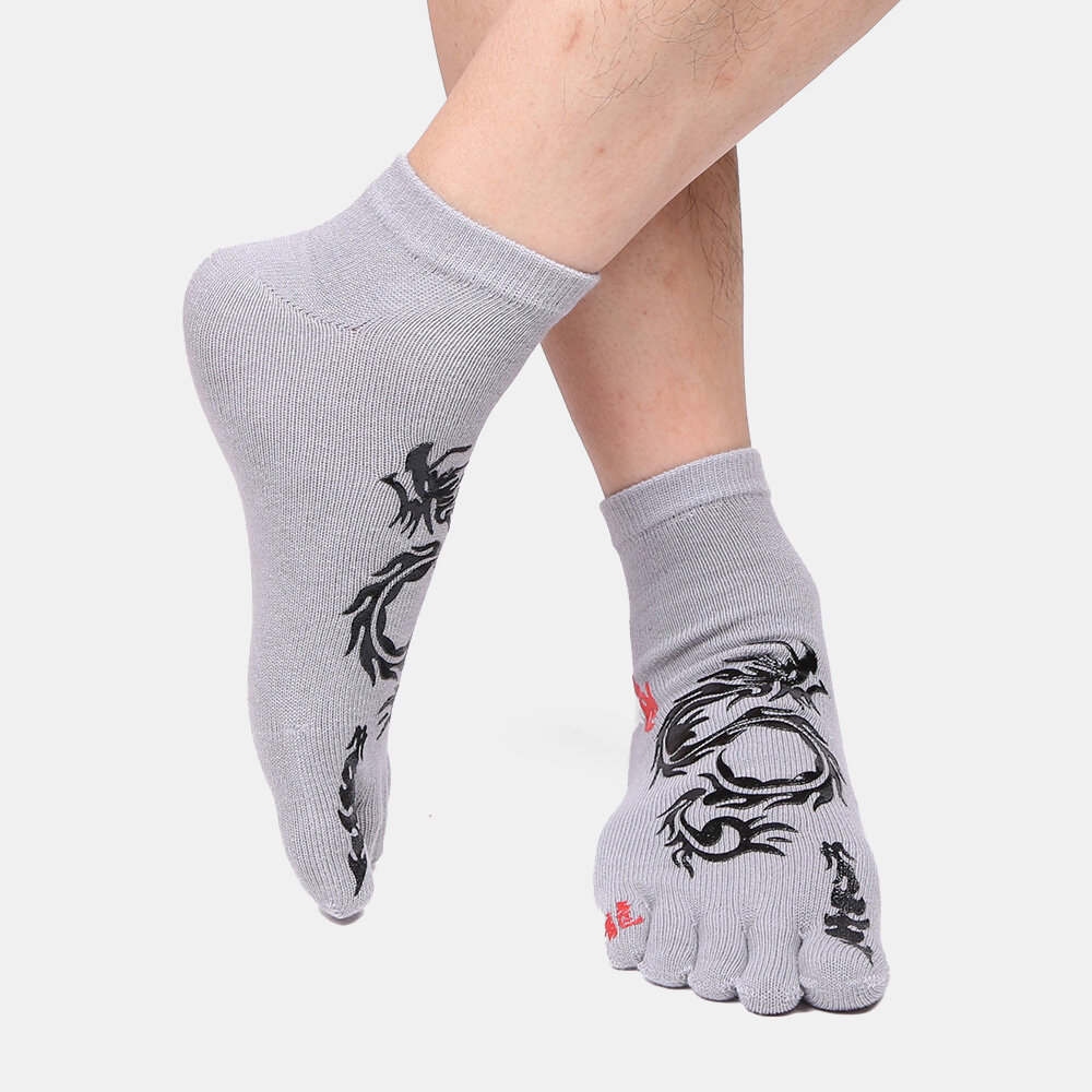 

3 Pairs Men Cotton Jacquard Dragon Pattern Fashion Breathable Home Floor Socks