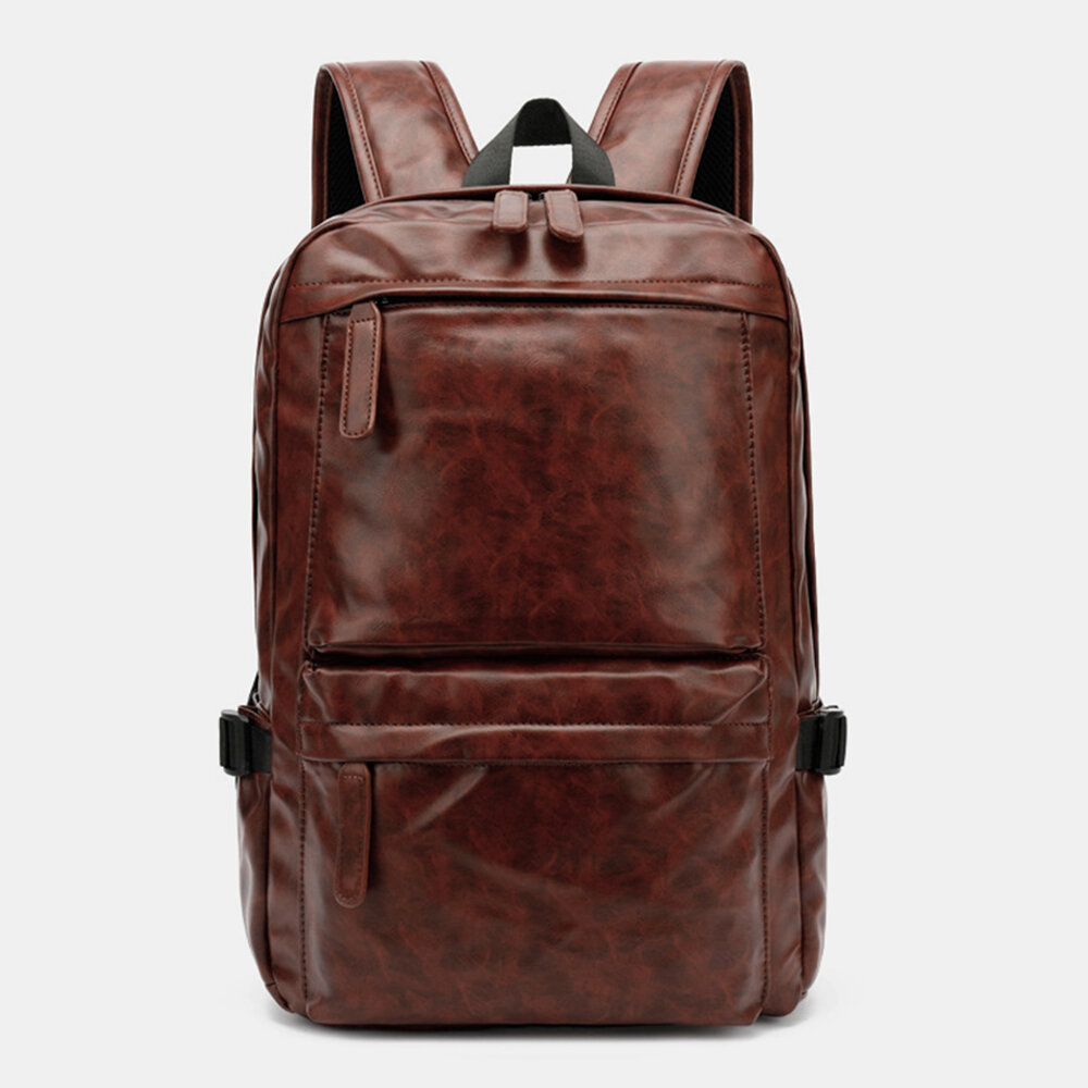 

Men Faux Leather Vintage Multifunction Large Capacity Backpack Laptop Bag
