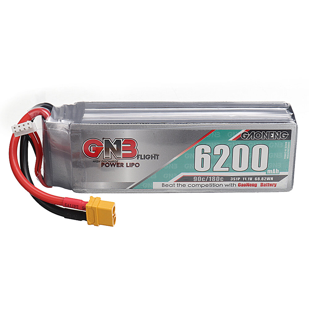 Gaoneng GNB 11.1V 6200mAh 90C 3S LiPo Battery with T/XT60/XT90/EC5/TRX Plug for FPV Racing Drone
