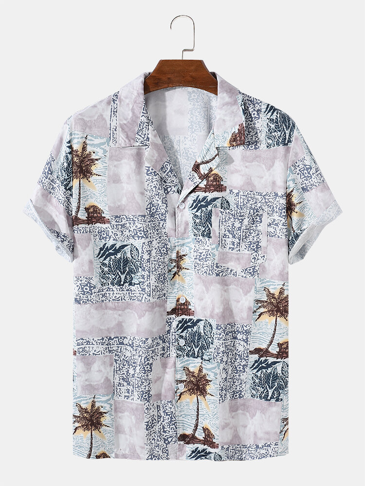 Heren vakantiestijl Coconut Tree ademende casual shirts