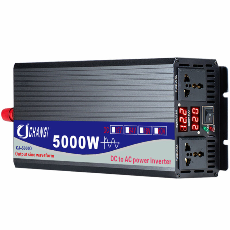 

5000W Pure Sine Wave Inverter DC 48V/60V/72V to AC 220V/110V Dual Socket Dual Digital Display