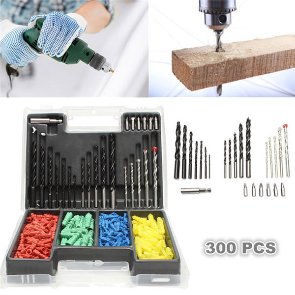 

300pcs 2-10mm Drill Bit Set Twist Drill Building Drill with Expansion Screws for Wood Working