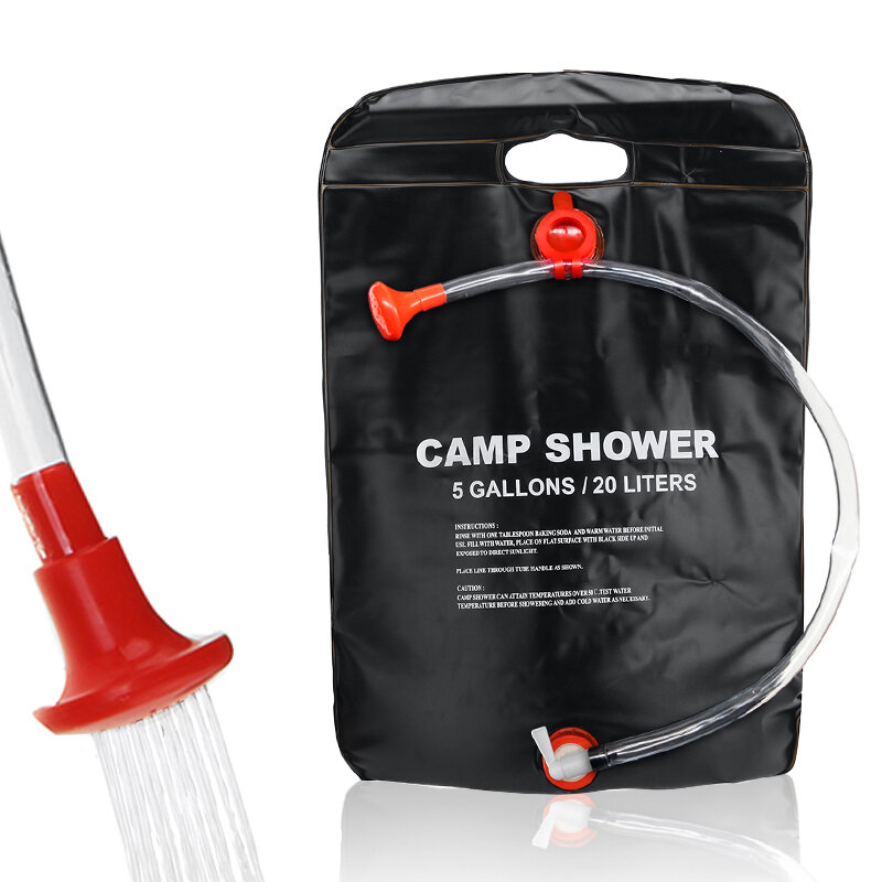 キャンプシャワーバッグ5ガロン/20Lソーラー取り外し可能なホース加熱バッグポータブル洗濯機水貯蔵入浴バッグ車用屋外ハイキングピクニック