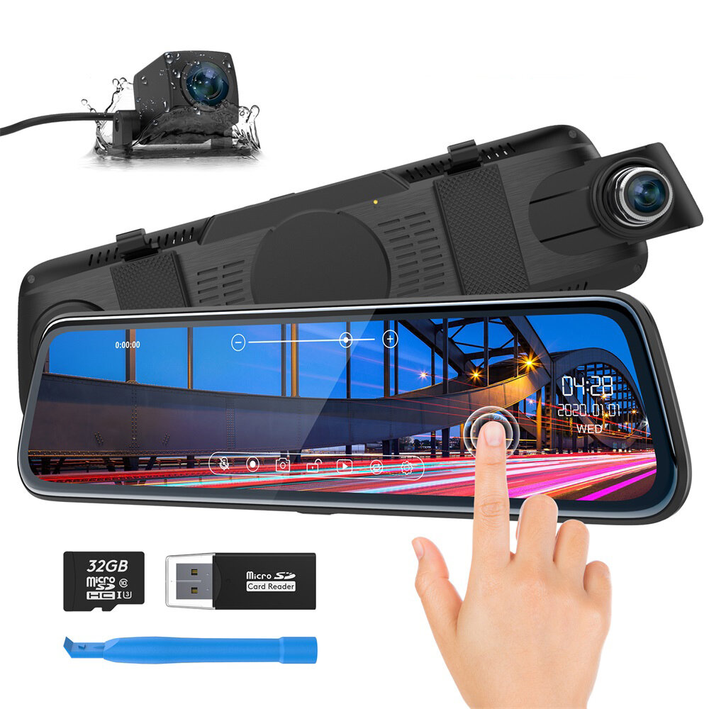 Στα €83.19 από αποθήκη Κίνας | ThiEYE CarView 2 Car DVR Camera 10 inch Touch Screen Full HD1080P Video Recorder with 720P Dual Lens Mirror Rearview Dash Cam