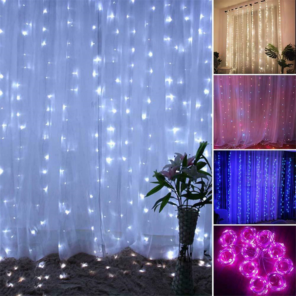 200LED USB Remote Curtain Lights Decor RC Fairy Window Lamp Colorful Nieuwjaar