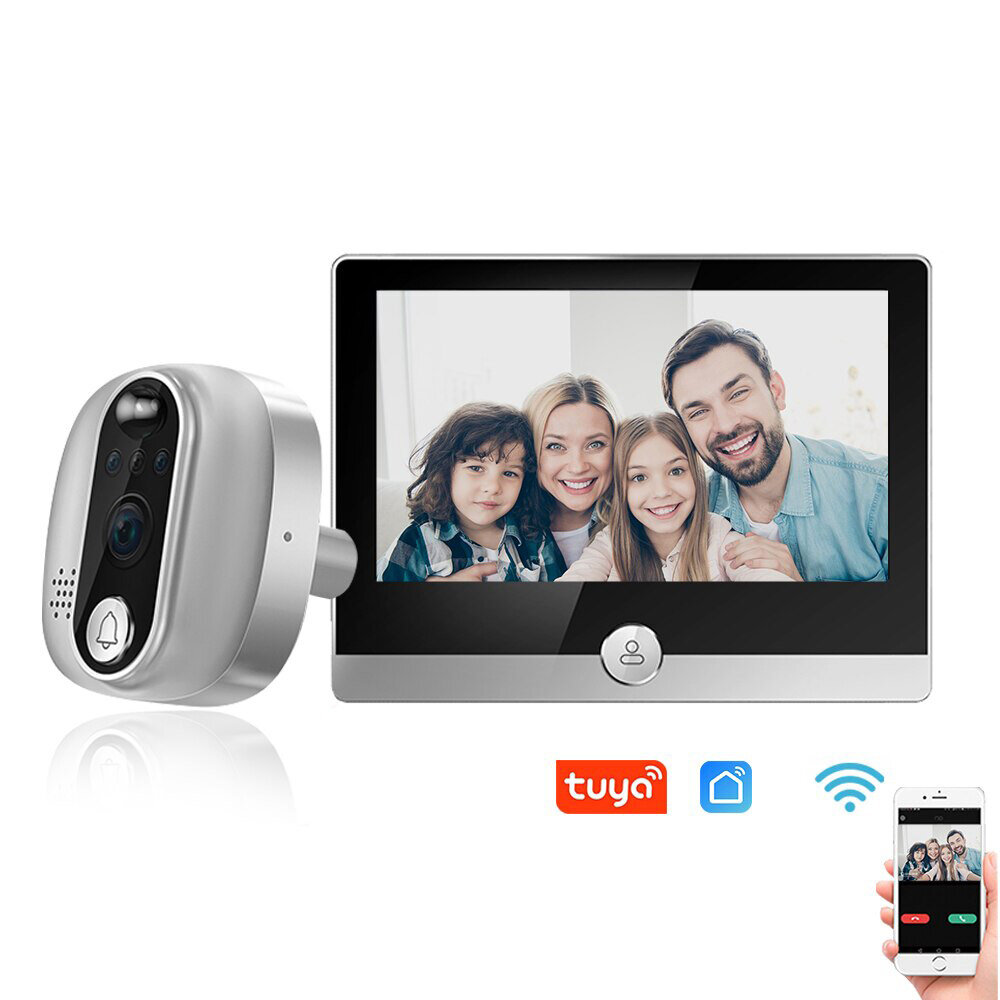 Tuya W1 1080P Peephole Camera IPS LCD Digital Door Viewer Remote Phone Intercom WiFi Smart Home Video Doorbell Camera