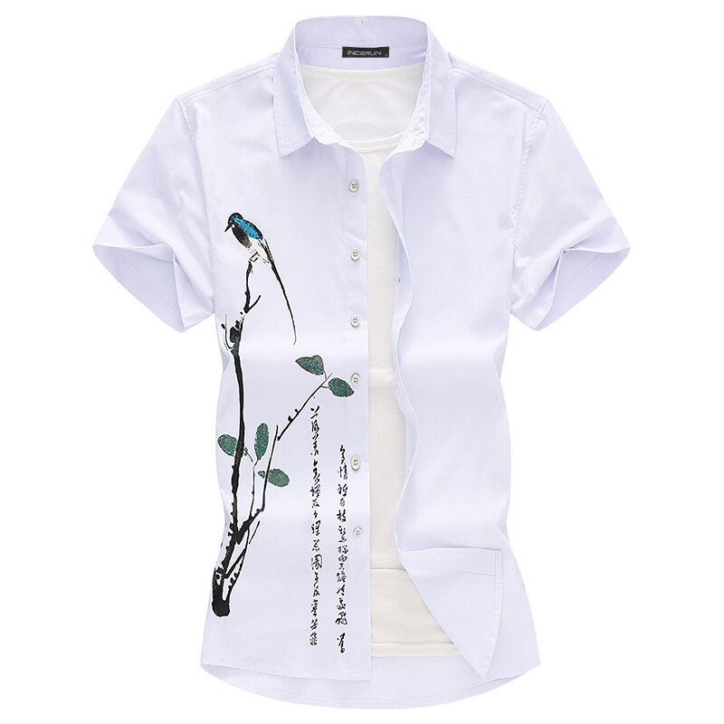Men T-shirt Printed Casual Loose Short Sleeve Breathable Quick Dry Blouse Outdoor Hiking