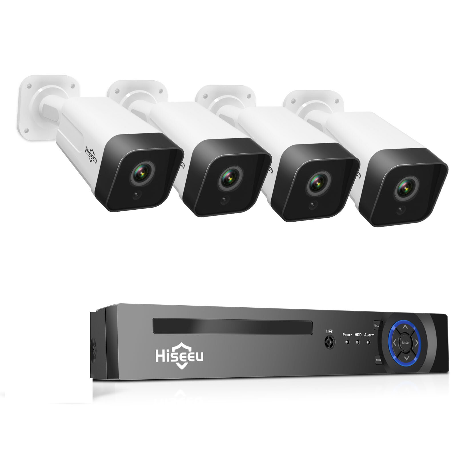 Hiseeu 4Pcs POE H.265+ Security IP Cameras 8CH 5MP NVR Camera System Support Audio Night Vision 10m IP66 Waterproof Onvif