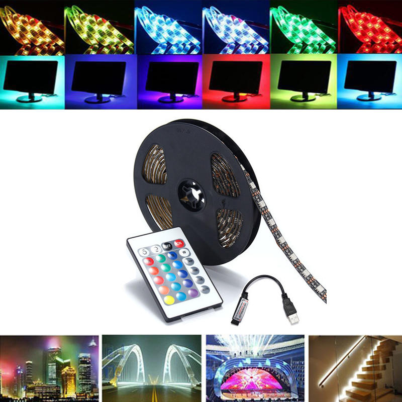 0,5 / 1/2/3/4 / 5M SMD5050 RGB Waterdichte LED Strip Light TV Backlilting Kit + USB Afstandsbedienin