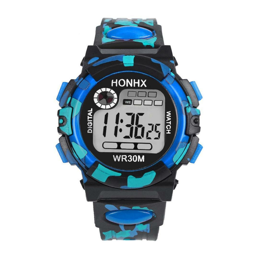 HONHX 62 Fashion Men Watch Luminous Date Week Display Multi-function Camouflage Sport Digital Watch