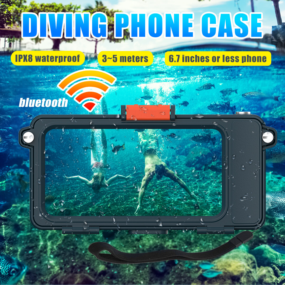 Bakeey Universele 6,7 inch professionele IPX8 waterdichte mobiele telefoonhoes met transparant venst