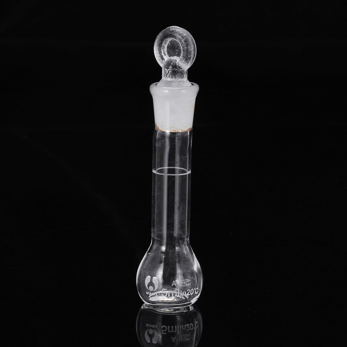 5mL Clear Glass Volumetric Flask w/ Glass Stopper Lab Chemistry Glassware