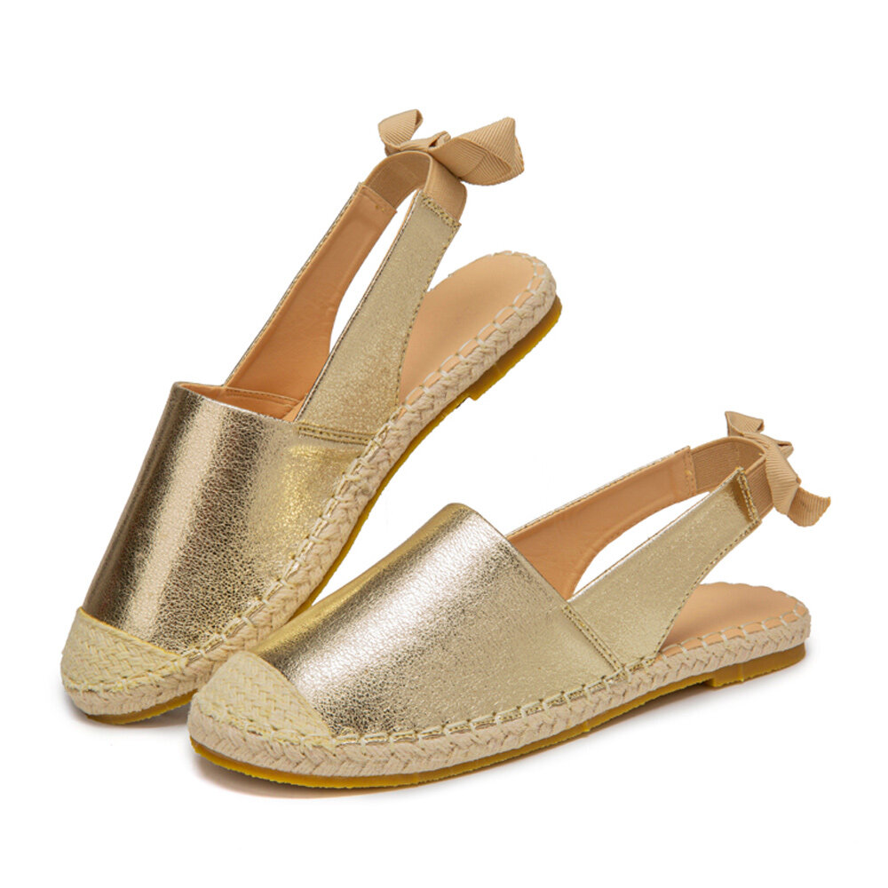 50% OFF on Women Casual Closed Toe Metallic Comfortable Espadrilles Flat Sandals