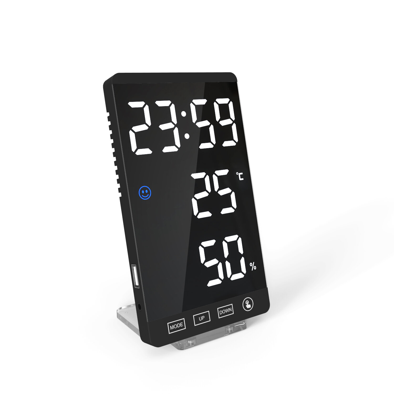 

Smart Mirror LED CLock Decorative Phone Charger Alarm Clock 4-level Brightness Digital Clock with Weather Temperature Di