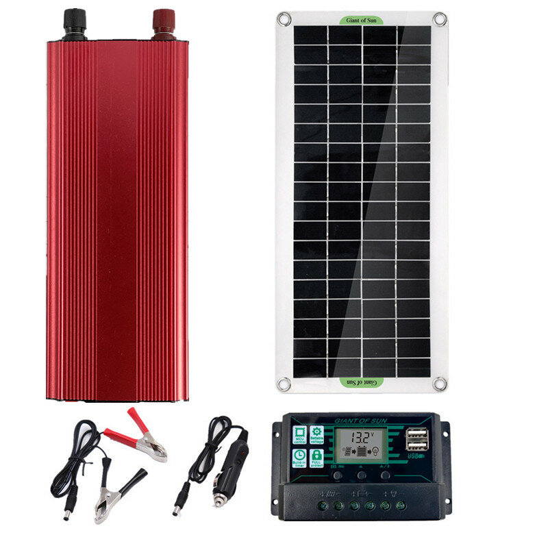 Panel solar LEORY 18V 30W Sistema de energía solar de 12V 220V Cargador de batería Inversor de 2000W Kit USB completo de controlador para equipos de energía de emergencia