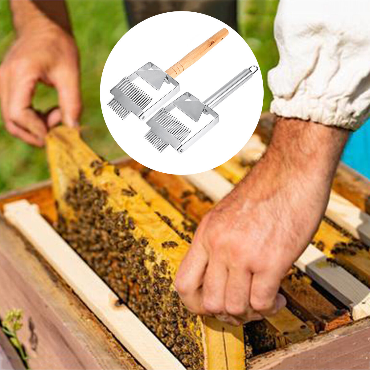 Roestvrij staal Bee Hive Uncapping Honey Forks Schraperhandvat Bee Onderhoudsgereedschap
