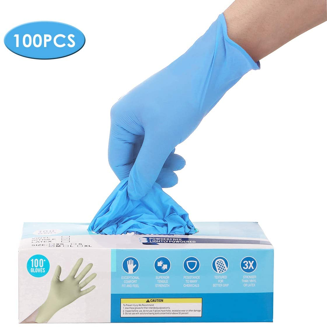 IPRee® 100 stk Nitril engangshandsker pulverfri gummi latexfri sterile handsker til picnic mad hygiejne Husrensning