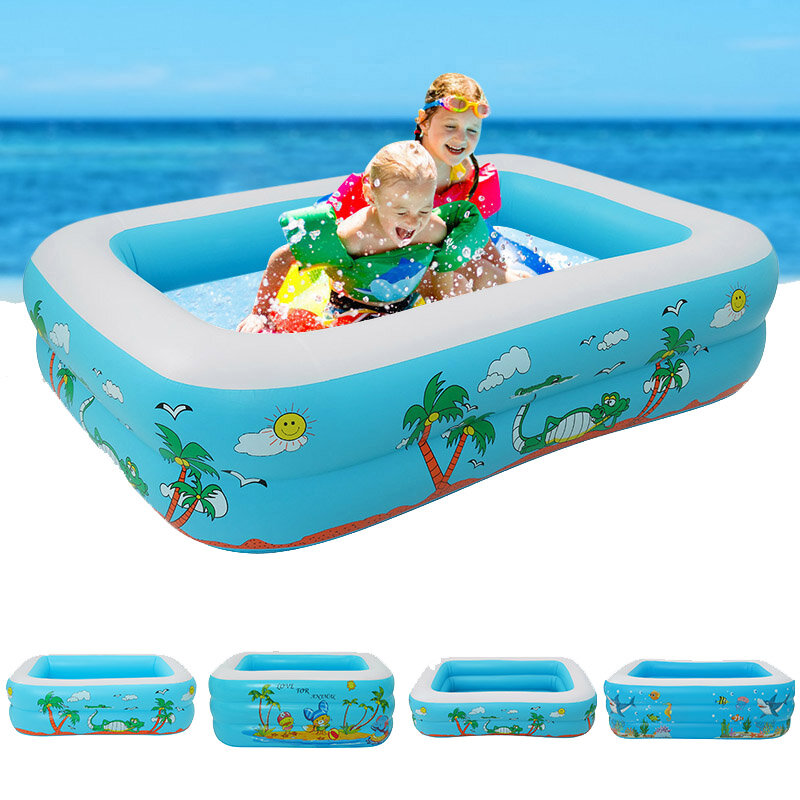 120-150CM Family Inflatable Swimming Pool 3-Ring Thicken Summer Backyard Inflate Bathtub for Kids Ad