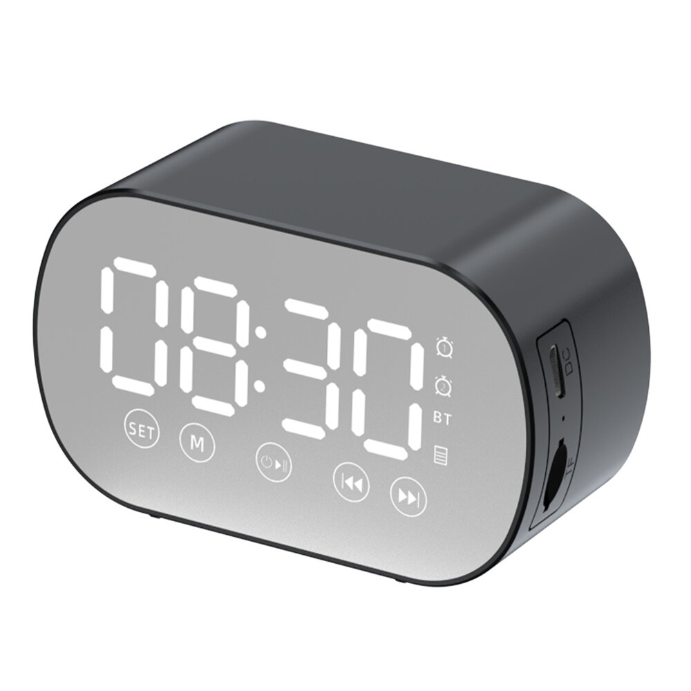 Wireless bluetooth Speaker Dual Alarm Clock LED Display Mirror TF Card Mini Portable Speaker