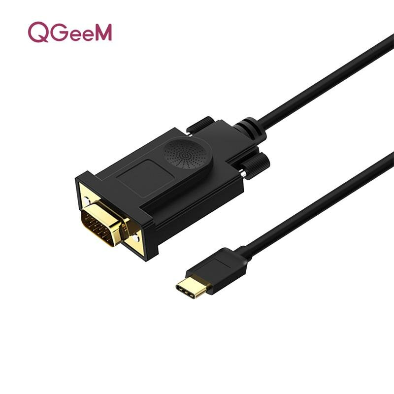 

QGeeM USB Type-C to 1920x1080P@60HZ VGA Adapter HD Video Output Display 3m-long Cable For Samsung Galaxy Note 20 Huawei