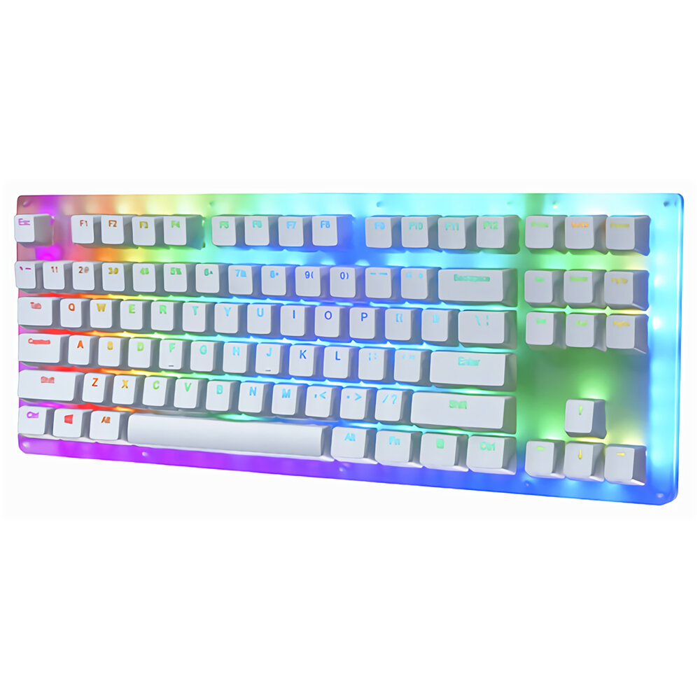 GamaKay K87 87 Keys Mechanical Gaming Keyboard Hot Swappable Type-C Wired USB 3.1 Translucent Glass Base Gateron Switch ABS Two-color Keycap RGB Gaming Keyboard - Red Switch