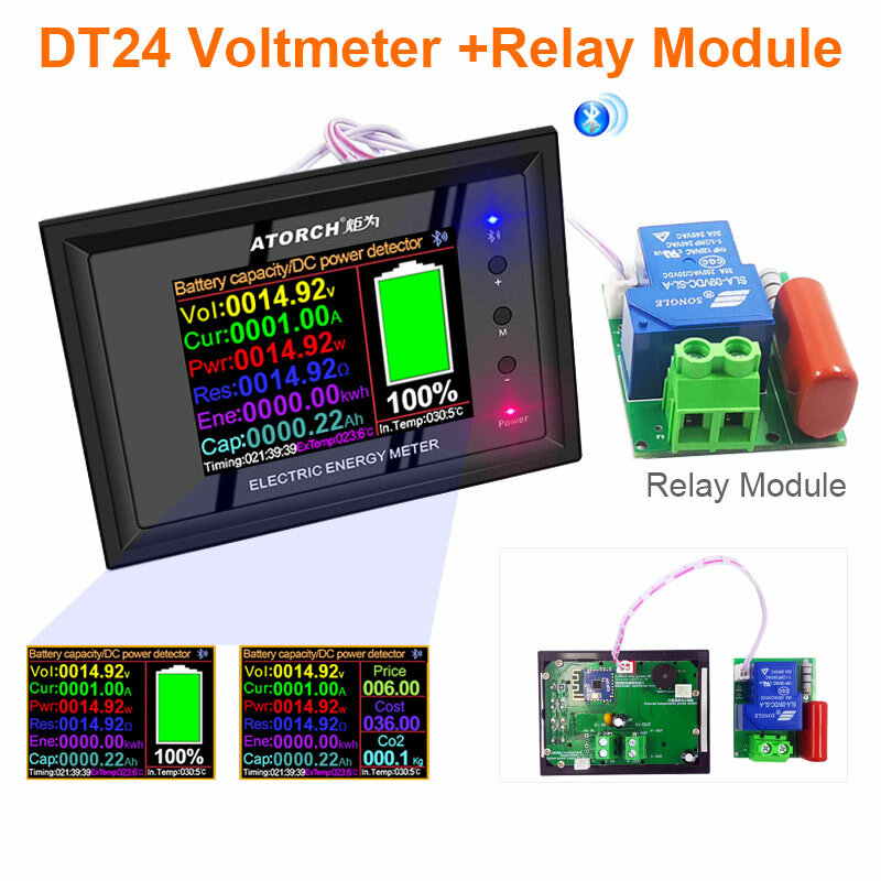 Digital Display DC 0-380V Power Supply Voltmeter Ammeter Battery Capacity Tester Battery Fuel Gauge Power Meter + Relay
