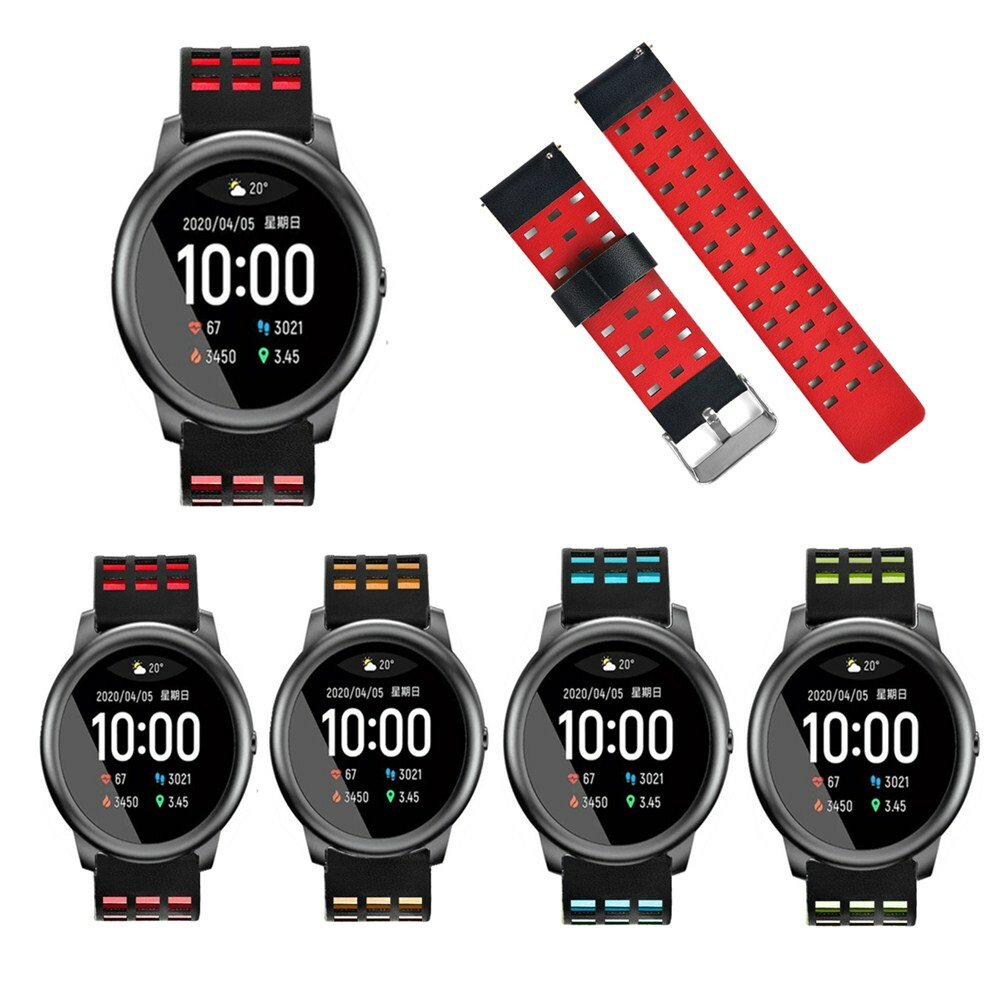 Bakeey 22 mm lederen band slimme horlogeband voor Xiaomi Haylou zonne-energie niet-origineel